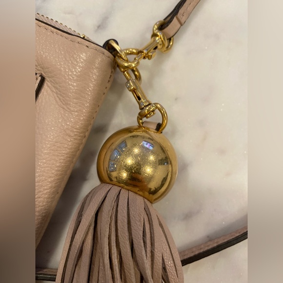 Tory Burch Leather Tassel Cross-Body - Light Oak - Picture 9 of 10